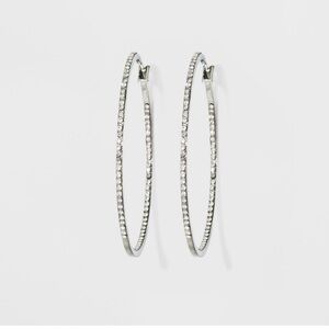 ⭐️ A New Day Silver Hoop Earrings with Pave Stones